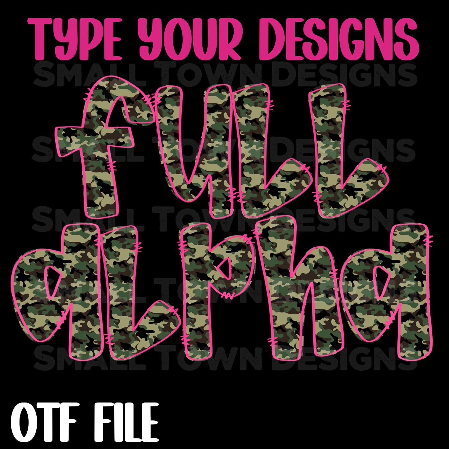 Camo Pink Sequin Checkered Font Bundle