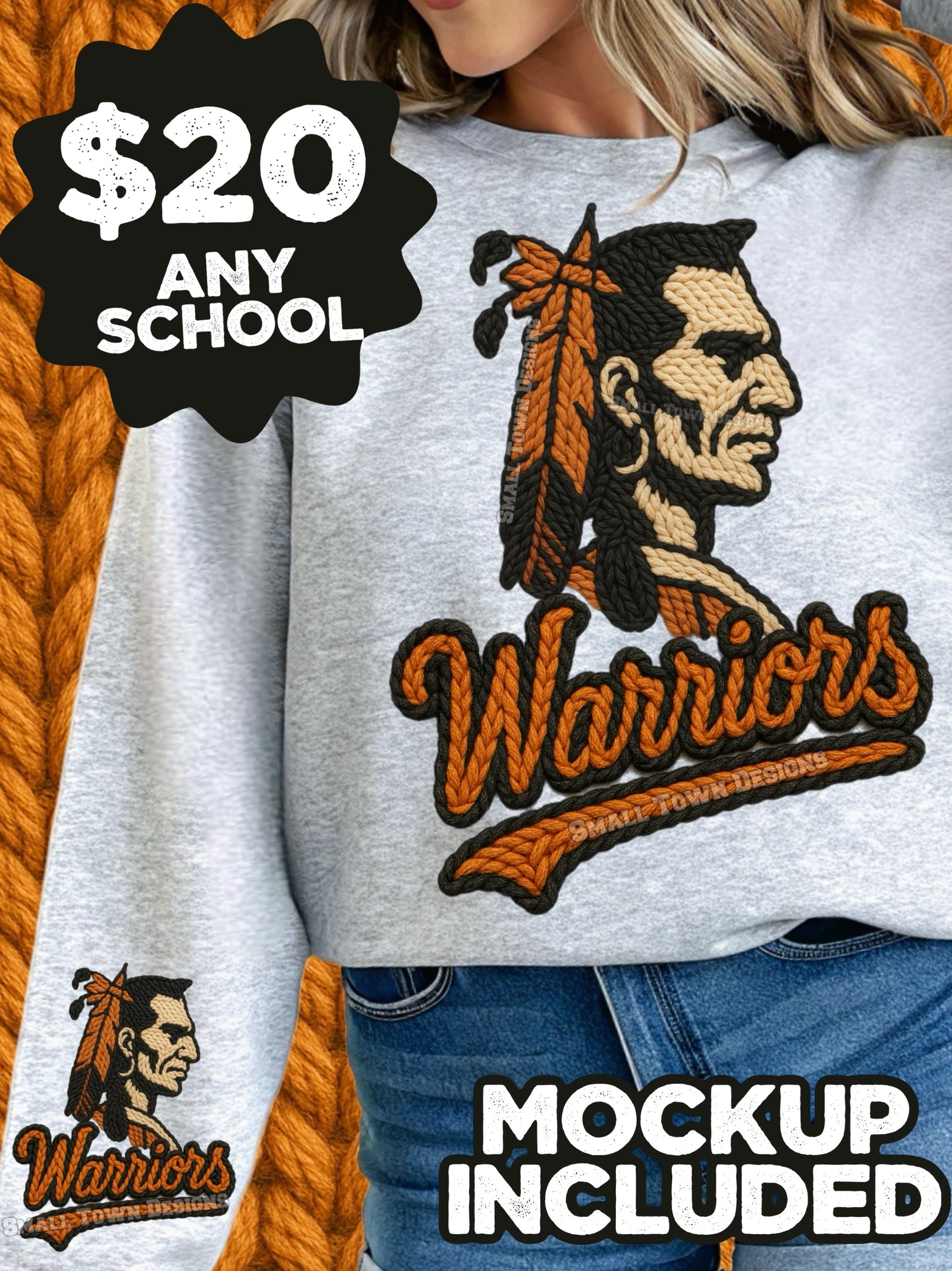 YOUR local school - Faux Crochet High Res PNG File with Mockup