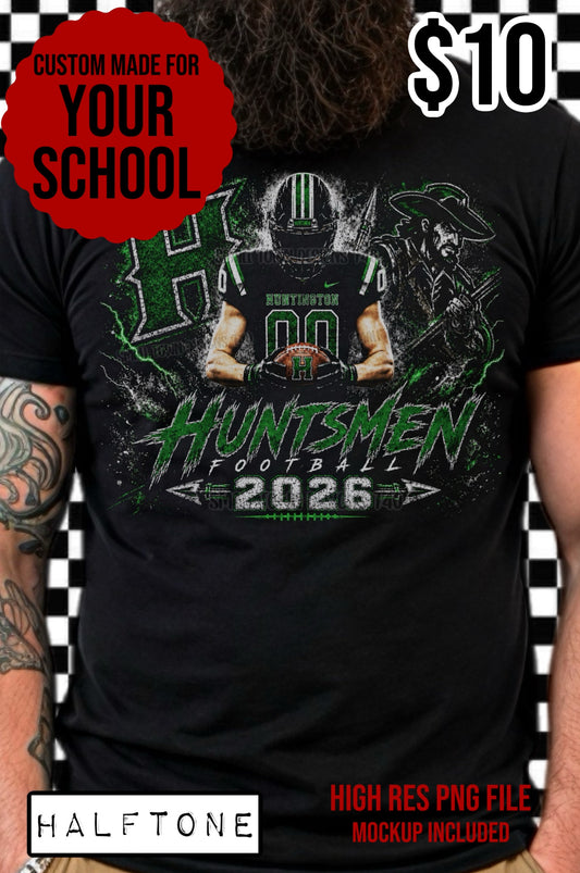 CUSTOM Halftone Football Player - High Res PNG File with mockup