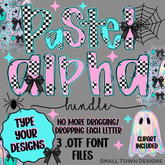Pastel Checkered Doodle Font Bundle