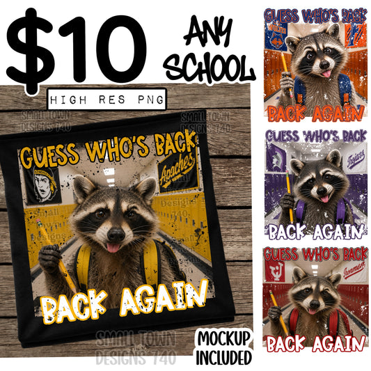Raccoon Custom Digital Design - School of your choice • High Res PNG